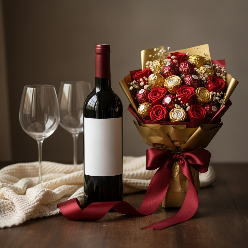 יין וזר שוקולדים: השילוב המושלם למתנה רומנטית